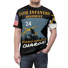 Load image into Gallery viewer, All Over Printing - Army - 24th Infantry Regiment on Guidon with Bayonet Charge - Buffalo Soldiers
