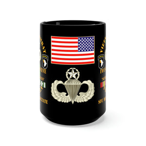 Black Mug 15oz - Army - 101st Airborne Division, "Screaming Eagles" Vietnam Veteran with Jumpmaster Wings - SFC Marcos Valdezate