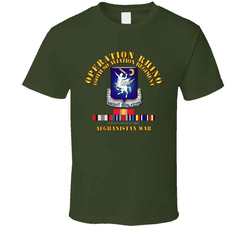 Special Operations Forces - Operation Rhino - Afghanistan - 160th Special Operations Aviation Regiment  With Service Ribbon T Shirt, Premium & Hoodie