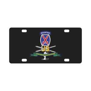 Army - 10th Mountain Division - SSI w Ski Branch - Ribbon X 300 Classic License Plate