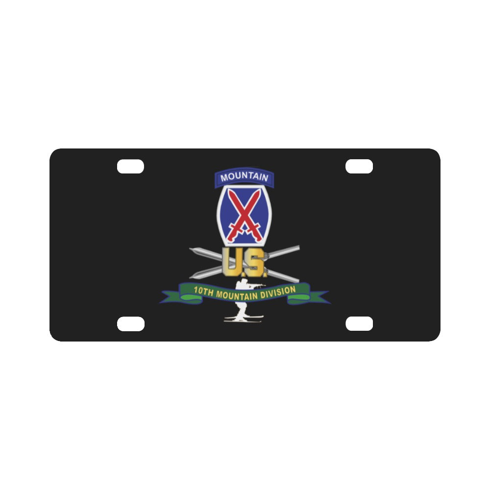 Army - 10th Mountain Division - SSI w Ski Branch - Ribbon X 300 Classic License Plate