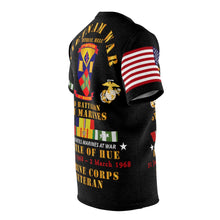 Load image into Gallery viewer, Unisex AOP Tee - USMC - Vietnam War Veteran - 2nd Battalion, 5th Marines - Battle of Hue - 31 Jan 1968 – 2 Mar 1968 - w CAR VN SVC
