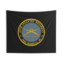 Load image into Gallery viewer, Indoor Wall Tapestries - Army - 25th Infantry Regiment - Fort Missoula, MT - Buffalo Soldiers w Inf Branch V1
