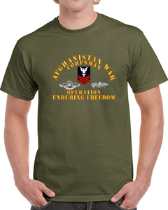 Navy - Afghanistan War  Corpsman - Operation Enduring Freedom  - Veteran W Fmf - Combat Seebee Badge Classic T Shirt