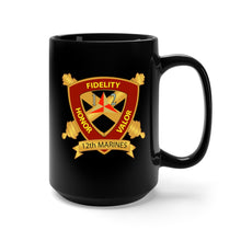 Load image into Gallery viewer, Black Mug 15oz - USMC - 12th Marine Regiment wo txt
