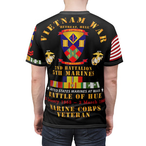 Unisex AOP Tee - USMC - Vietnam War Veteran - 2nd Battalion, 5th Marines - Battle of Hue - 31 Jan 1968 – 2 Mar 1968 - w CAR VN SVC