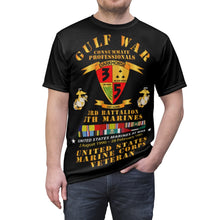 Load image into Gallery viewer, Unisex AOP Cut &amp; Sew Tee - USMC - Gulf War Veteran - 3rd Bn, 5th Marines w CAR GULF SVC
