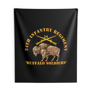 Indoor Wall Tapestries - Army - 24th Infantry Regiment - Buffalo Soldiers w 24th Inf Branch Insignia