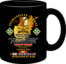 Load image into Gallery viewer, Army - Battle of Kamdesh &quot;COP Keating&quot;, 61st Cavalry with AFGHANISTAN Service Ribbons, &quot;Never Forget&quot; Mug
