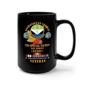 Black Mug 15oz - USAF - Afghanistan Vet w 22d Special Tactics Squadron X 300