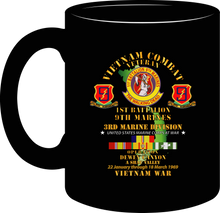 Load image into Gallery viewer, United States Marine Corps - 1st Battalion 9th Marines - 3rd Marine Division - Operation Dewey Canyon with Vietnam Service Ribbons - Mug
