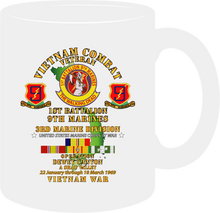 Load image into Gallery viewer, United States Marine Corps - 1st Battalion 9th Marines - 3rd Marine Division - Operation Dewey Canyon with Vietnam Service Ribbons - Mug
