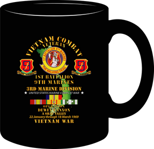 United States Marine Corps - 1st Battalion 9th Marines - 3rd Marine Division - Operation Dewey Canyon with Vietnam Service Ribbons - Mug