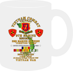 United States Marines Corps - 9th Marine Regiment - 3rd Marine Division - Operation Dewey Canyon with Vietnam Service Ribbons - Mug