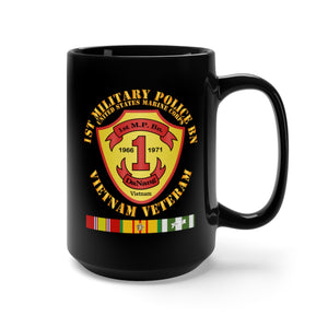 Black Mug 15oz - USMC - 1st MP Battalion - Vietnam Veteran