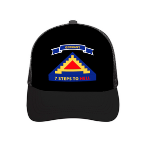 US Seventh Army - "7 Steps to Hell" with Germany Tab - Unisex Adjustable - DTG Mesh Baseball Hat