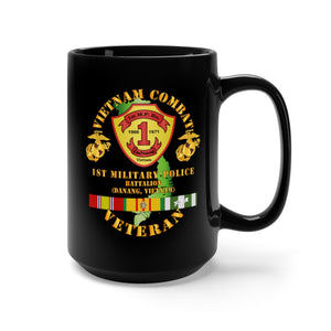 Black Mug 15oz - USMC - Vietnam Combat Vet - 1st MP Bn - DaNang - VN  SVC