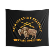 Load image into Gallery viewer, Indoor Wall Tapestries - Army - 24th Infantry Regiment - Buffalo Soldiers w 24th Inf Branch Insignia
