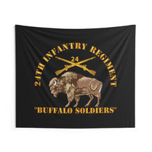 Load image into Gallery viewer, Indoor Wall Tapestries - Army - 24th Infantry Regiment - Buffalo Soldiers w 24th Inf Branch Insignia
