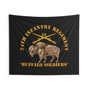 Indoor Wall Tapestries - Army - 24th Infantry Regiment - Buffalo Soldiers w 24th Inf Branch Insignia