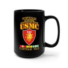 Load image into Gallery viewer, Black Mug 15oz - USMC -  III MAF - VIetnam War  w 1 row VN SVC Ribbons
