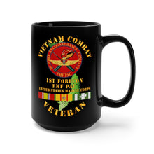 Load image into Gallery viewer, Black Mug 15oz - USMC - Vietnam Combat Veteran - 1st Force Recon Co - FMFPAC
