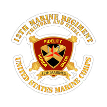 Load image into Gallery viewer, Kiss-Cut Stickers - USMC - 12th Marine Regiment - Thunder and Steel
