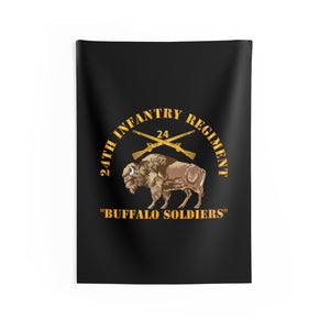 Indoor Wall Tapestries - Army - 24th Infantry Regiment - Buffalo Soldiers w 24th Inf Branch Insignia