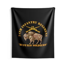 Load image into Gallery viewer, Indoor Wall Tapestries - Army - 24th Infantry Regiment - Buffalo Soldiers w 24th Inf Branch Insignia
