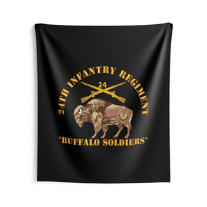 Indoor Wall Tapestries - Army - 24th Infantry Regiment - Buffalo Soldiers w 24th Inf Branch Insignia