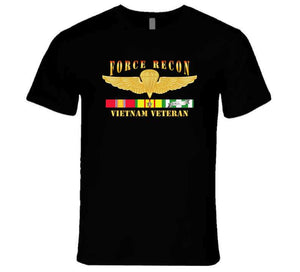 United States Marine Corps (USMC) - Force Recon - Fire, Vietnam Veteran with Vietnam Service Ribbons T Shirt, Premium, Hoodie & Long Sleeve