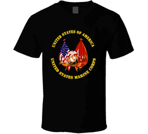 Emblem - US Flag - USMC Colors T Shirt