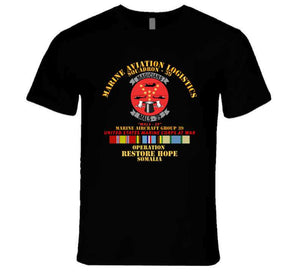 Usmc - Marine Aviation Logistics Squadron 39 - Mals 39 - Magicians -  Opn Restore Hope Solmalia W Svc T Shirt