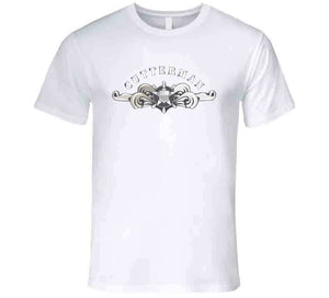 Uscg - Cutterman Badge - Enlisted  - Silver W Top Txt T Shirt