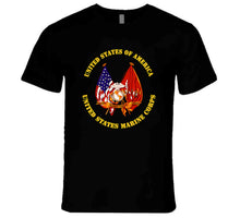 Load image into Gallery viewer, Emblem - US Flag - USMC Colors T Shirt
