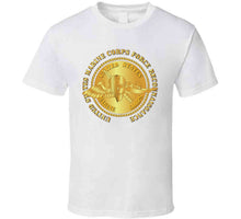 Load image into Gallery viewer, Emblem - USMC - Force Recon on USMC Gold T Shirt
