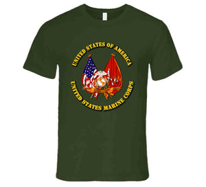 Emblem - US Flag - USMC Colors T Shirt