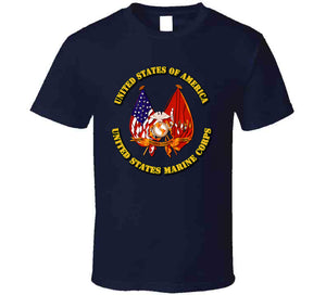 Emblem - US Flag - USMC Colors T Shirt