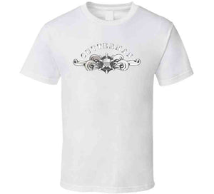 Uscg - Cutterman Badge - Enlisted  - Silver W Top Txt T Shirt