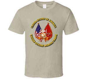 Emblem - US Flag - USMC Colors T Shirt