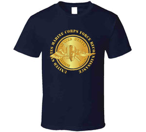 Emblem - USMC - Force Recon on USMC Gold T Shirt