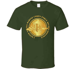 Emblem - USMC - Force Recon on USMC Gold T Shirt