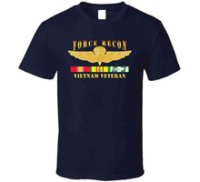 Load image into Gallery viewer, USMC - Force Recon (on fire), Vietnam Veteran, with Vietnam Service Ribbons - T Shirt, Premium and Hoodie
