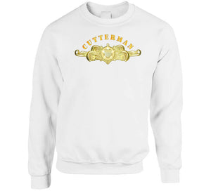 Uscg - Cutterman Badge - Officer - Gold W Top Txt T Shirt