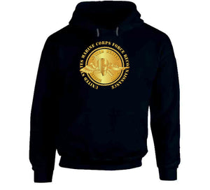 Emblem - USMC - Force Recon on USMC Gold T Shirt