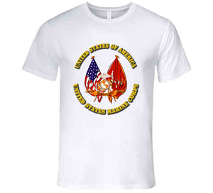 Emblem - US Flag - USMC Colors T Shirt