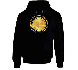 Emblem - USMC - Force Recon on USMC Gold T Shirt