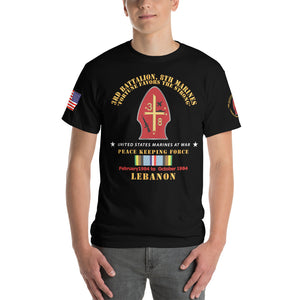 3rd Battalion, 8th Marines - Peace Keeping - Lebanon 1984 with Armed Forces Expeditionary Ribbon - Short Sleeve T-Shirt