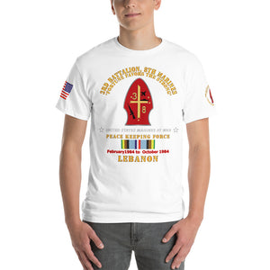 3rd Battalion, 8th Marines - Peace Keeping - Lebanon 1984 with Armed Forces Expeditionary Ribbon - Short Sleeve T-Shirt